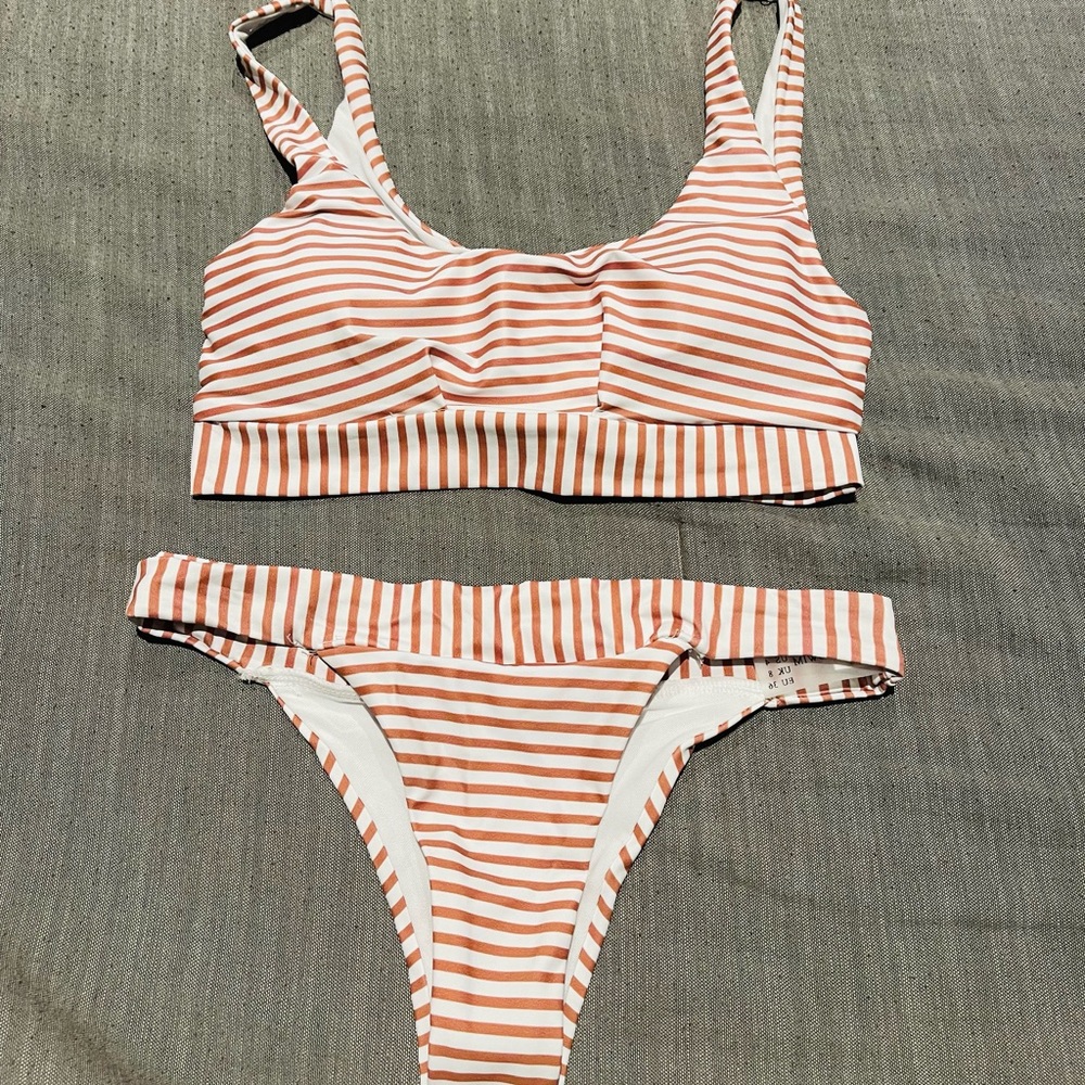 Scoop Padded Striped Bathing Suit